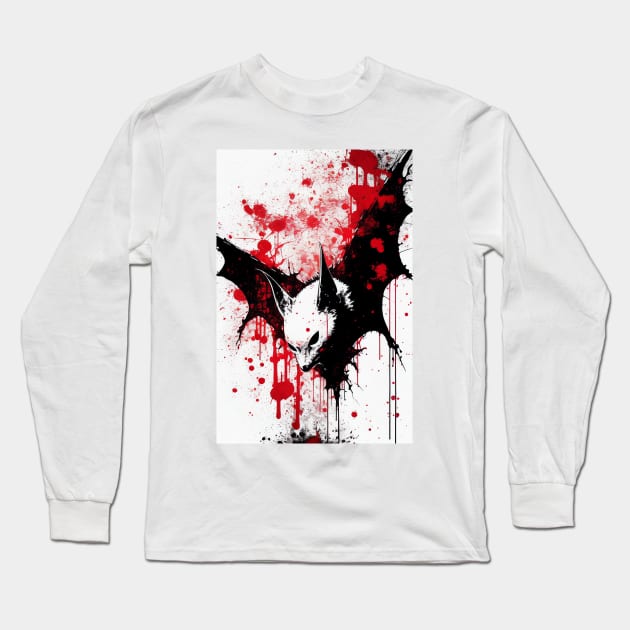 Vampire Bat Ink Painting Long Sleeve T-Shirt by TortillaChief